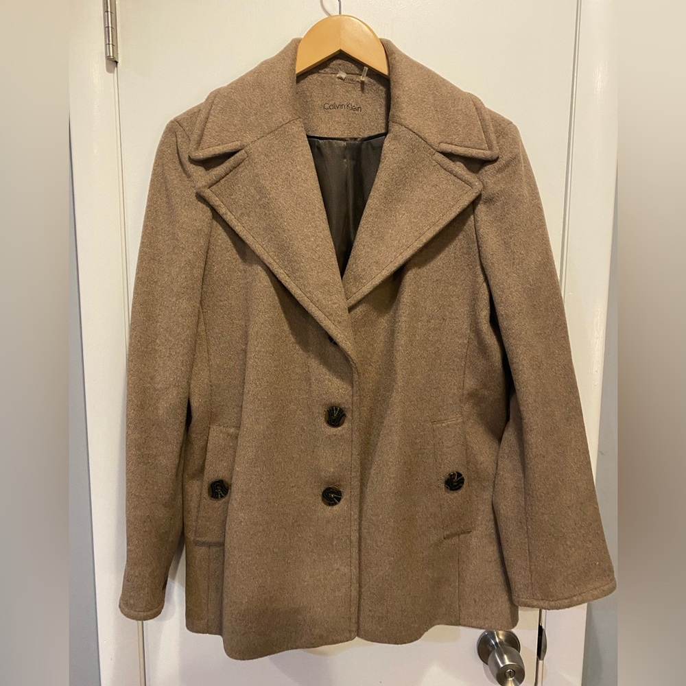 Calvin Klein Tan Wool Blend Peacoat NWOT - Size 12P